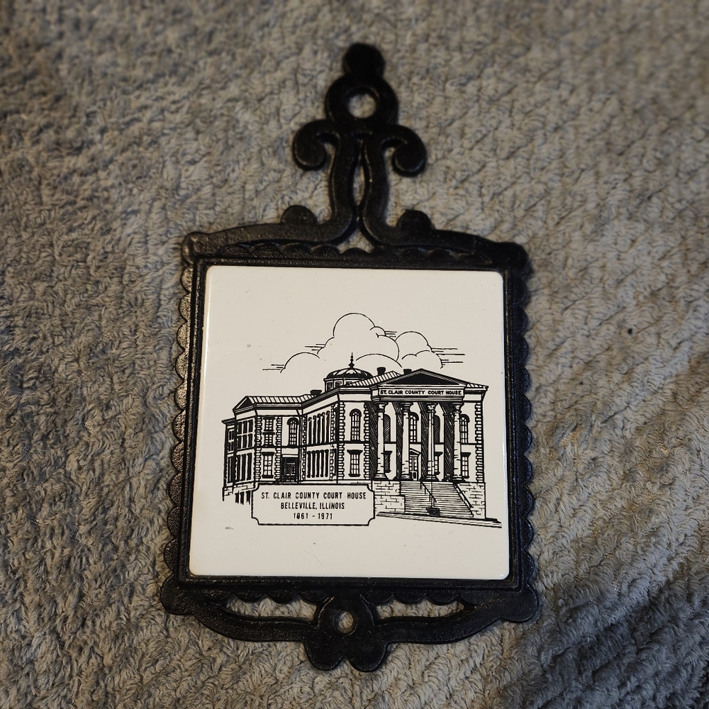 Vintage Cast Iron Trivet St Clair County Court House